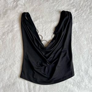 Vintage mid cropped dress tank, open back, color black, size medium